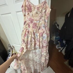 Floral Pale pink, high low formal dress